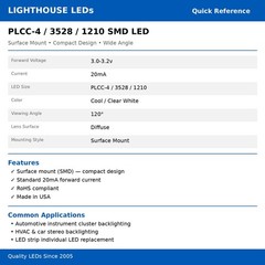 20 x LED PLCC4 1210 3528 Cool Clear White SMD LEDs Super Ultra Bright RC PLCC-4
