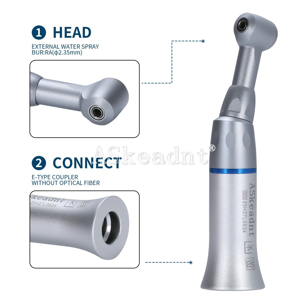 1-5PCS US Dental Slow Low Speed Push Contra Angle Handpiece For CA 2.35mm Burs