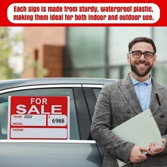 Seajan 25 Pcs for Sale Signs for Car 9 x 12 Inches Auto Sales Signs Vehicle, …