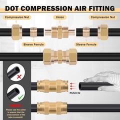 80 PCS Brass DOT Air Line Fittings Kit DOT Push Lock and Compression Air Fitting