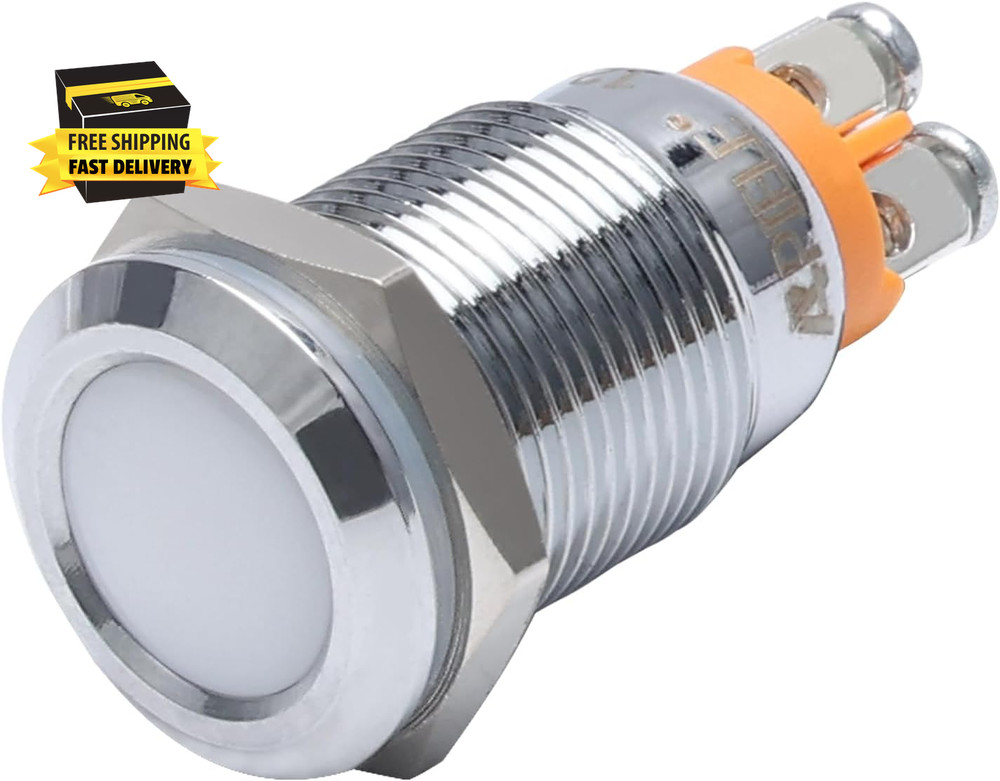 Indicator Light 12Mm 1/2″ Waterproof IP67 Metal Signal Lamp 12V AC/DC LED Pilot