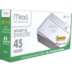 Mead #10 Security Business Envelopes (4-1/8″ x 9-1/2″) – 45 count, White