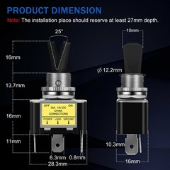 3Pcs 12V 30A Blue LED Light Toggle Rocker ON/OFF Switch 3Pin Marine Car Boat ATV