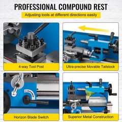 550W 7″X14″ Precision Mini Metal Lathe w/Lamp GREAT FACTORY PRICE NEWEST