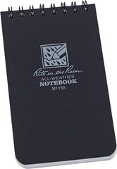 Rite In the Rain Top Spiral Black Notebook 3×5 For Weatherproof Writing USA MADE