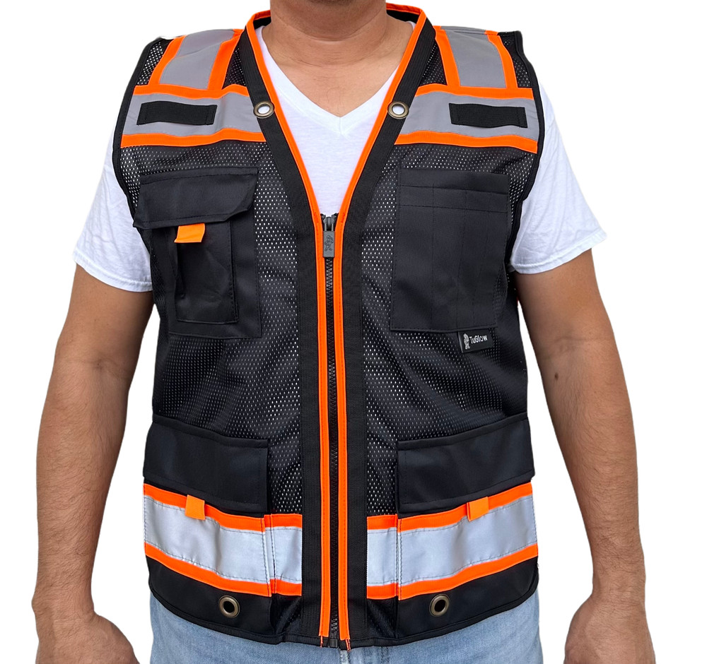 Super Duty Black Mesh High Visibility Safety Vest, Class 3, Type R