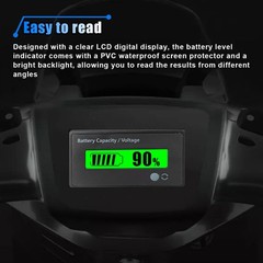 12V 24V 36V 48V Car Battery Meter, Lead-Acid Lithium-ion Battery Capacity Vol…