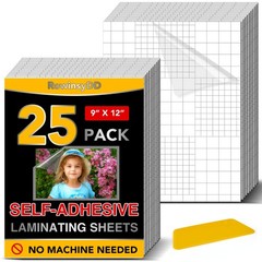 25 Pack Self Adhesive Laminating Sheets, 9 X 12 Inch, Clear Sticker Laminate …