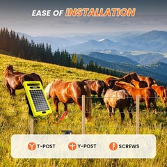 Solar Powered Electric Fence Charger 20 Mile Energizer for Livestock Animals