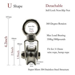 Swivel Cable Wire Rope Pulley Wheel Block U/V Groove Roller Wheel with Bearing