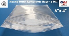 3″x 4″ Clear 4 Mil Plastic Zip Seal Bag Reclosable Top Lock 4Mil Zipper Baggie