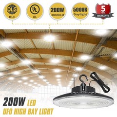 200W AC 100-277V LED High Bay Light Fixture Warehouse Garage Factory Shop Lights