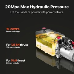 Uimoso 6 Quart Double Solenoid Hydraulic Pump Dump Trailer Power Pack DC 12V