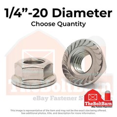 1/4″-20 Stainless Serrated Hex Flange Lock Nuts (Choose Qty)