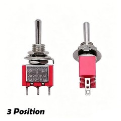 5pcs Maintained Mini Miniature Toggle Switch 3 Terminal 3 Position SPDT ON/Off..