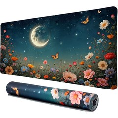 Vimorco Waterproof Desk Pad,XXL Large Mouse 31.5″ x 15.7″, Black Moon Flowers
