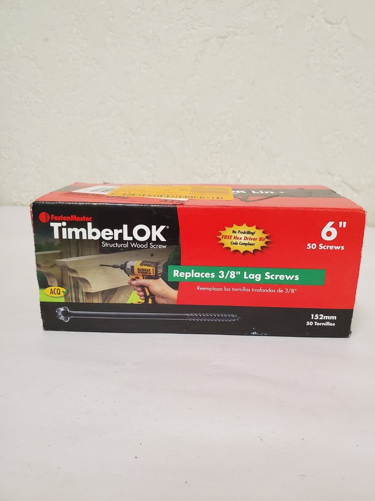 *50pk* FastenMaster TimberLOK 6 in. Structural Wood Screws with Hex Head, Black