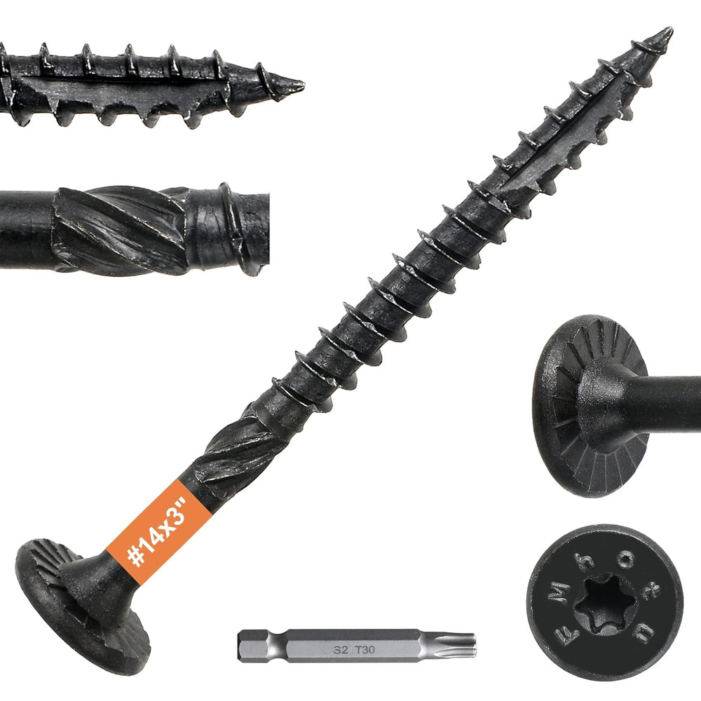 #14 x 3 in Wood Structural Lag Screws, Star Drive, Decking Screws, 54 Pack