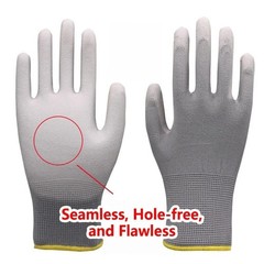 Black Work Gloves Polyurethane Palm Coated Nylon Shell 12 Pairs