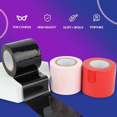 BDSM Bondage Restraints Tape Set – 3 Rolls Electrostatic Tape with Blindfold for