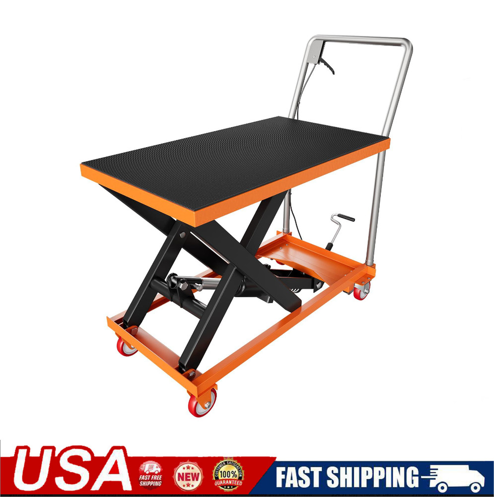 Garvee Hydraulic Scissor Lift Table Cart 1100Lbs 28.5″ Manual Heavy Duty Orange