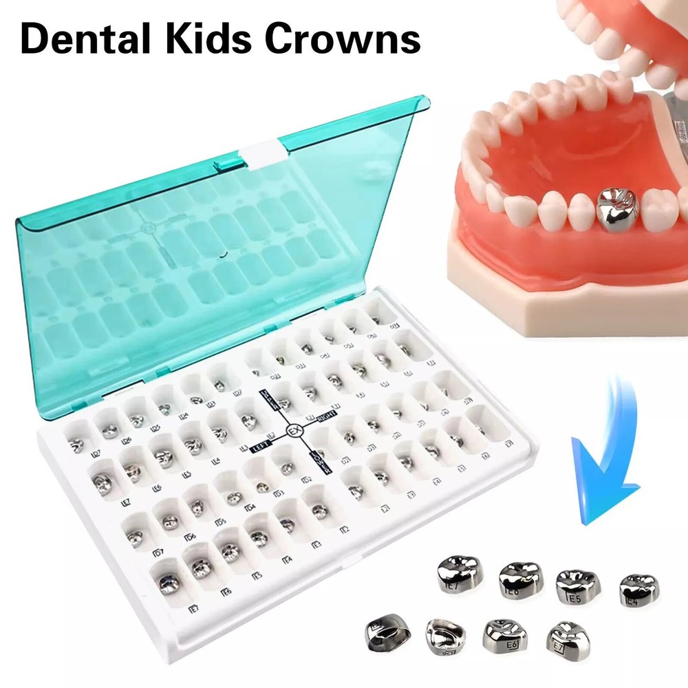 Dental Kids Crown Primary Molar Pediatric Crowns stainless steel 48 Sizes Kit