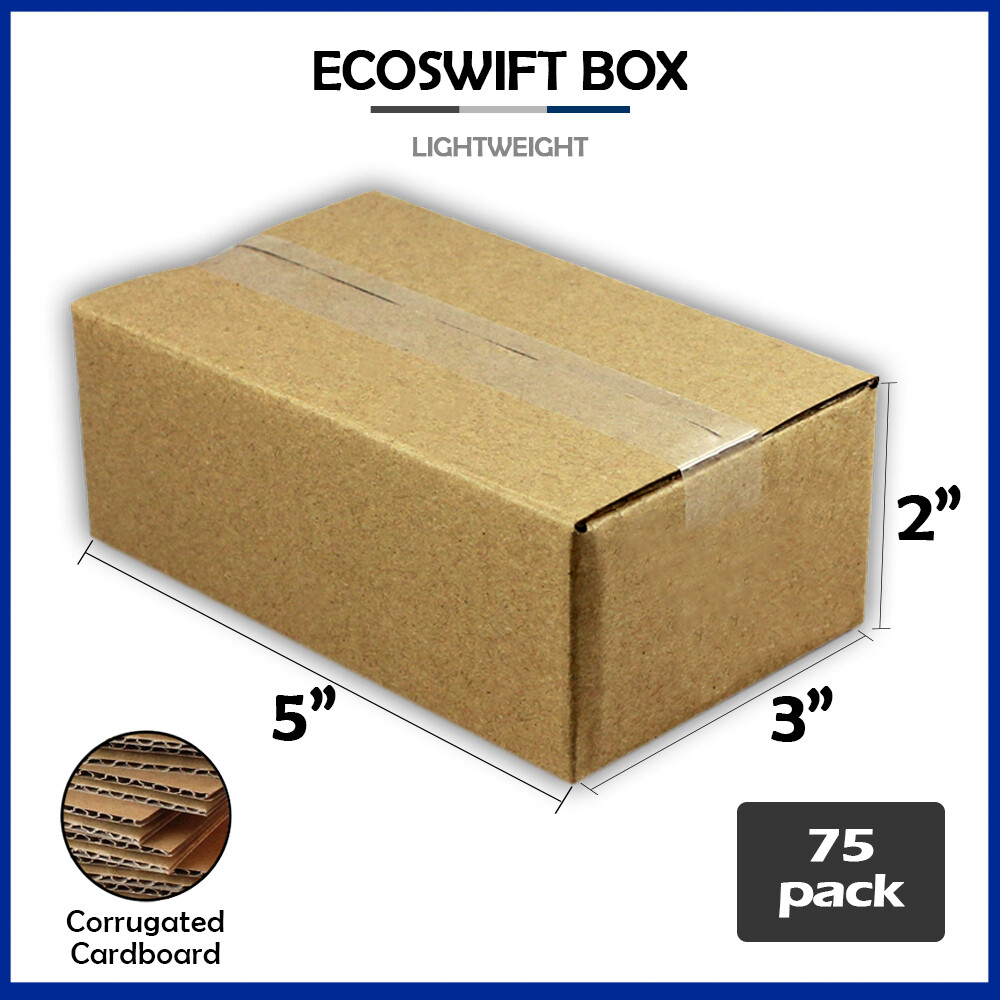 75 5x3x2 “EcoSwift” Brand Cardboard Box Packing Mailing Shipping Corrugated