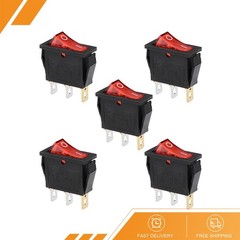 5 x Boat Rocker Switch Red LED Light DC 12/24V ON/OFF AC 250V/15A 125V/20A SPST