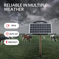 S2500 2.2 Joule Solar Fence Charger, 60 Miles Solar Electric Fence Charger for