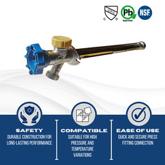 1 Pc. Anti-Siphon Frost Free Sillcock 10″, 1/2″ Push Fit x 3/4″ GHT Garden Valve