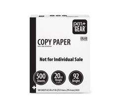 Pen+Gear Printer Copy Paper 8 Reams 4000 Sheets 92 Bright Free Shipping