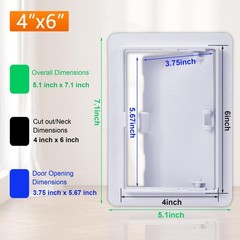 Suteck Plastic Access Panel for Drywall Ceiling 4 x 6 Inch 4 x 6inch, White