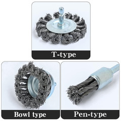 3PCS 3 Inch Knotted Wire Wheel Cup Brush and Twist End Brush Set,1/4″ Shank for