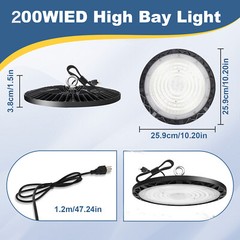 8Pcs 200W UFO Led High Bay Light Industrial Commercial Factory Warehouse 90-277V