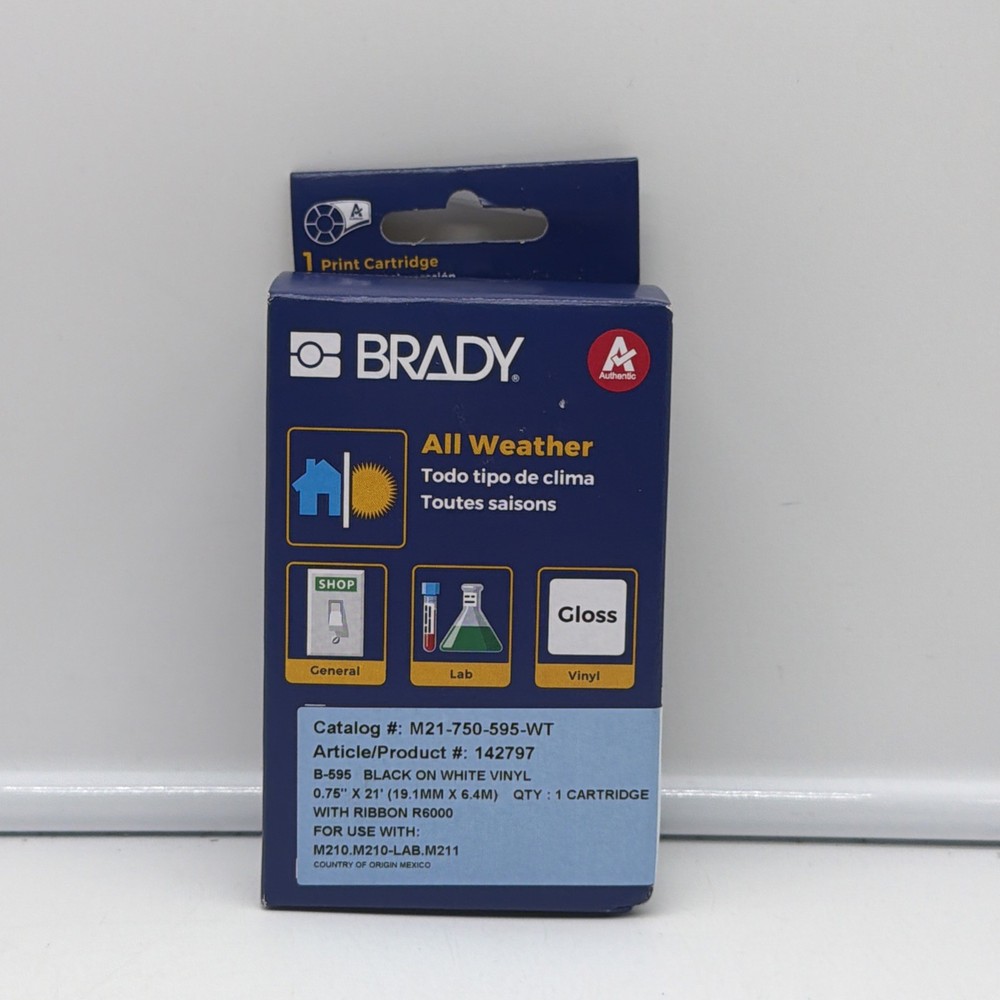 Brady M21-750-595-WT Black On White Vinyl 595 Indoor/Outdoor 3/4″ x21′