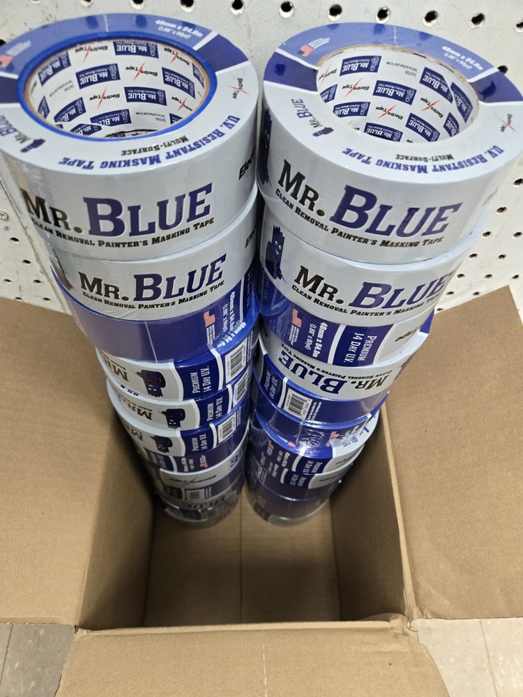 Mr. Blue 1.88″ (48MM) Blue Painters Tape, 60 Yards (54.8m)/Roll, Case of 24.