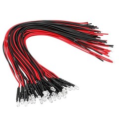 3mm/5mm Small LED Bulb Emitting Diode Lamp Bead 5V-12V with 20cm Pre-wired Cable