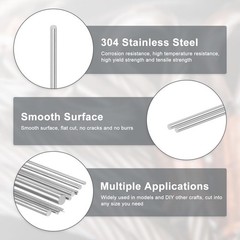 20 Pack 0.5x300mm 304 Stainless Steel Solid Round Rod Metal 0.02×11.81 Inch