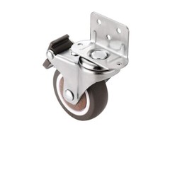 AONMTOAN 1.25 Inches L-Shaped Plate Swivel Caster, with Brake TPE Rubber Caster,