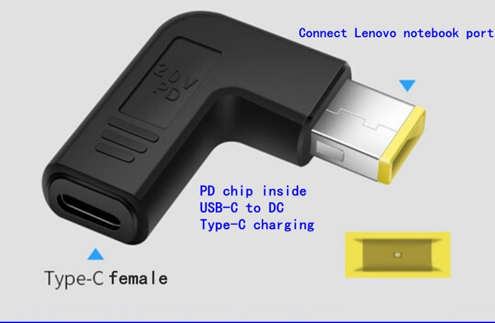 USB Type C to DC Plug Adapter for Notebook Yellow Charger Max PD20V 65W *tn
