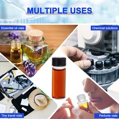 100pcs 4ml Small Bottle Clear Glass Vials Lab Sample Vial w/ Caps Liquid Bottles