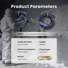 15M Heavy-Duty Heated Hose for Spray Foam Polyurea Applications