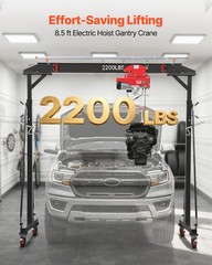 VEVOR Adjustable Gantry Crane 2200lbs 95.7″-142.9″ Manual Trolley Electric Hoist