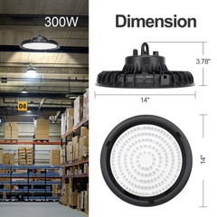 4Pack 300W UFO Led High Bay Light Industrial Commercial Factory Lighting Fixture