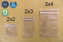 Clear Reclosable Zip Top Lock Bags | 2×2, 2×3, 3×4 2mil | Free Shipping