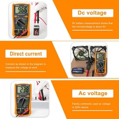 LCD Digital Multimeter Voltmeter Ammeter Ohmmeter Volt AC DC Tester Leads Meter