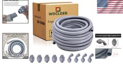 Gray 50ft Liquid-Tight Conduit Kit for Electrical Wiring