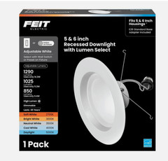 Feit Electric White 5-6 in. W Aluminum LED Dimmable Recessed Downlight