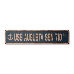 USS AUGUSTA SSN 710 Vintage Street Sign us navy ship veteran sailor rustic gift