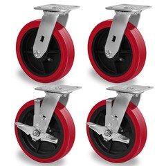 8 Inch Polyurethane Tread Caster Wheels Heavy Duty,Capacity 1200-4800LB